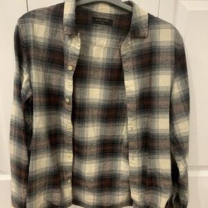 All Saints Brown and Cream Plaid Casual Shirt